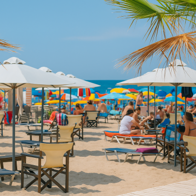 Family and groups at Nisos Beach Bar Fanari