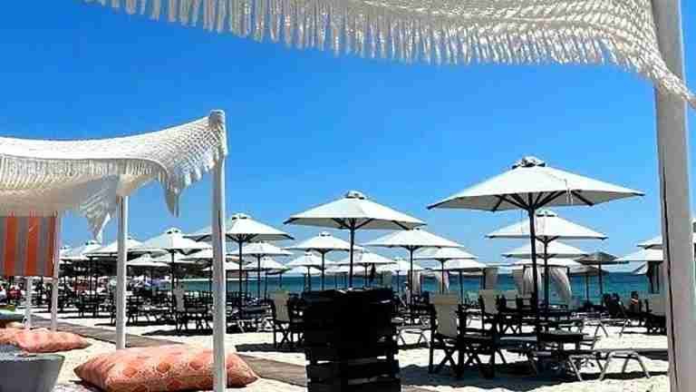 Sunset cocktails at Nisos Beach Bar Fanari