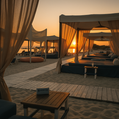 Sunset vibes at Nisos Beach Bar Fanari