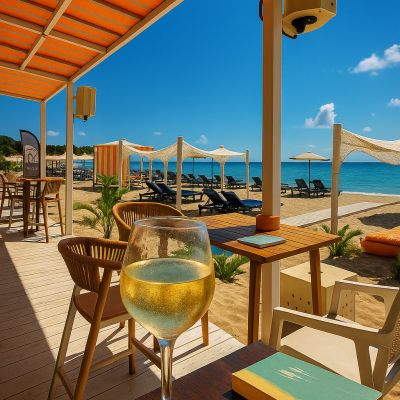 Wine selection at Nisos Beach Bar Fanari